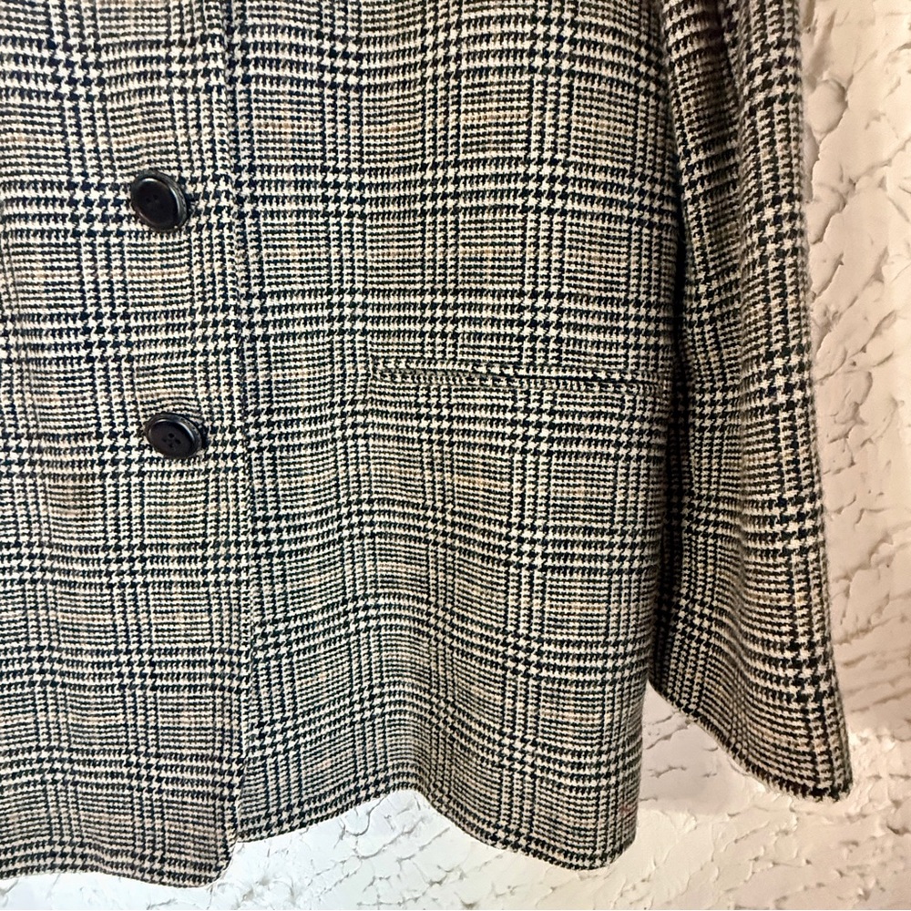 Field Manor Wool Blazer Size 10 I Houndstooth Wool Jacket I Classic Tailored - Picture 8 of 15